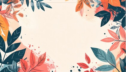 Poster - Autumn leaves decoration nature digital art colorful background aesthetic view creative concept for seasonal designs