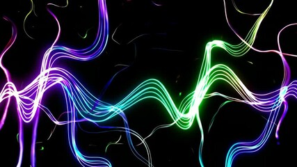Aufkleber - Colorful wavy lines flowing on black background