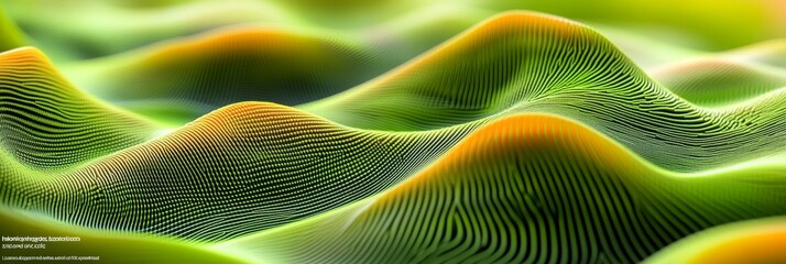 Poster - Stunning Abstract Digital Art with Tapestry Surfaces and Soft Undulating Green Landscape Designs