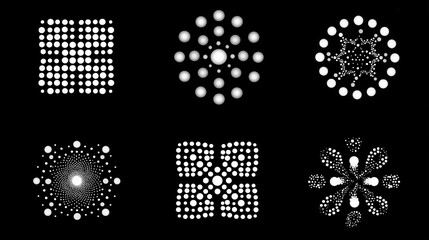Poster - Abstract geometric shapes composed of dots.