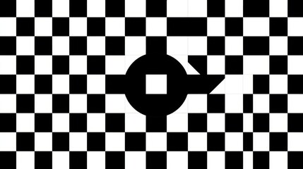 Poster - Black and white checkerboard pattern with a centered design.