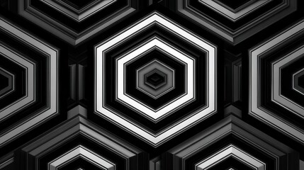 Poster - Abstract geometric pattern of interlocking hexagons.