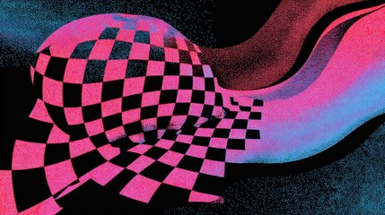 Poster - Checkered pattern design with vibrant colors.