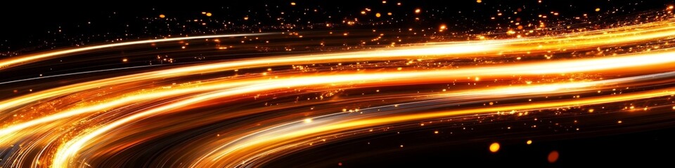 Poster - Dynamic and Energetic Abstract Background Featuring Flowing Golden Streams with Bokeh Effects