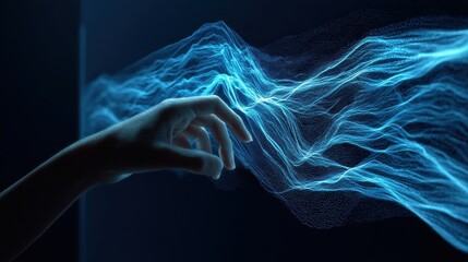 Aufkleber - A hand interacts with a dynamic, ethereal energy field.