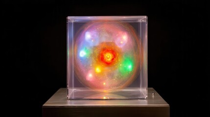 Poster - Colorful sphere inside a transparent cube.
