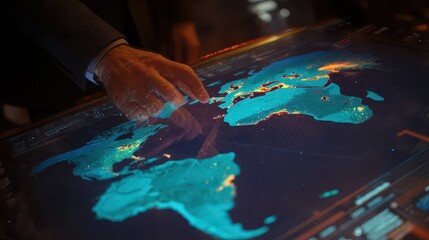 Aufkleber - Interactive global map displayed on a touch screen.