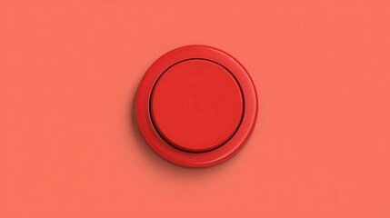Poster - Red button on a coral-colored background.