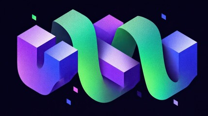 Poster - Abstract design featuring interwoven, three-dimensional shapes.