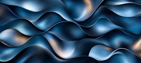 Poster - Abstract Waves Art Design with Fluid Patterns and Modern Textures in Cool and Neutral Tones
