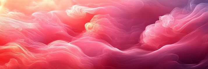 Poster - Abstract Flow of Ethereal Pink Waves Creating Gentle Backgrounds with Soft Watercolor Textures