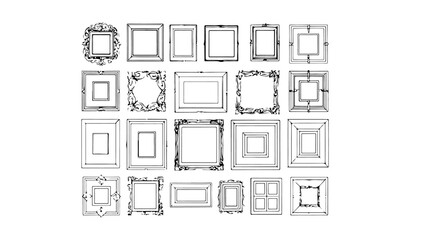 Aufkleber - Collection of decorative frames in various styles and configurations set