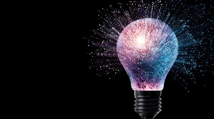 Aufkleber - A vibrant, multicolored lightbulb bursts with creative energy.