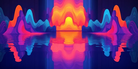 Poster - Abstract Lightscape A Stunning Glowing Tunnel with Brilliant Lines and Fluid Shapes in Motion