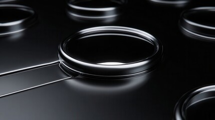 Poster - Close-up view of metallic rings on a dark surface.