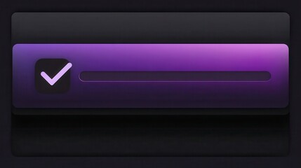 Poster - Purple interface element with checkmark.