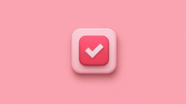 A 3d rendered confirmation button.