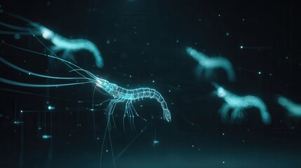 Aufkleber - Detailed digital rendering of shrimp.