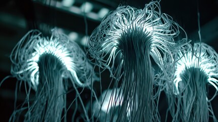 Aufkleber - Intricate network of glowing threads.