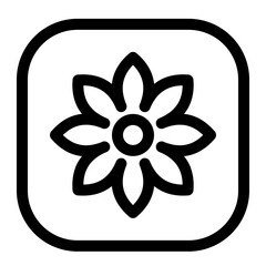 Fototapete - Simple Flower Icon Illustration on White Background Minimalist Design