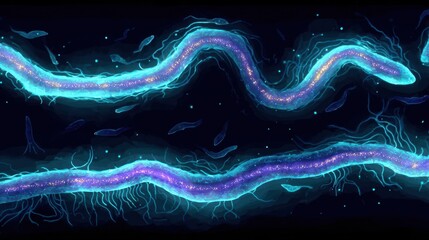 Poster - Abstract representation of glowing, intertwined biological structures.