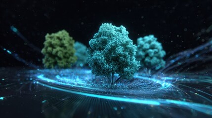 Aufkleber - Abstract digital rendering of stylized trees.