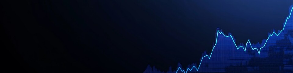 Poster - Cyan Business Chart Vector Illustration Showing Financial Markets Rise on Dark Blue Background