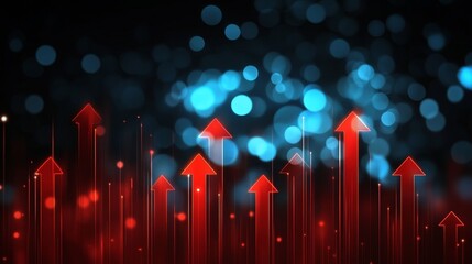Poster - Abstract Digital Graphic Art Background of Upward Pointing Arrow Icons for Success and Progress.,,01