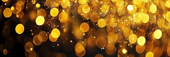 Poster - Golden Celebration with Glowing Circles, Festive Lights, and Shimmering Elegance for Holidays