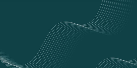 Poster - Abstract Teal Wave Lines Composition. background green wave technology vector eps10