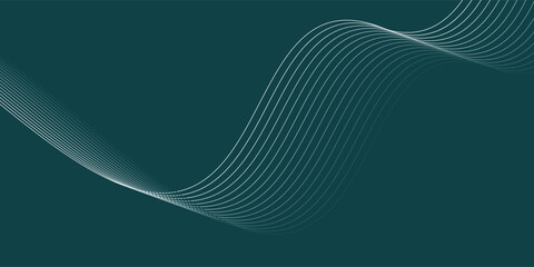 Poster - Abstract Teal Wave Lines Composition. background green wave technology vector eps10