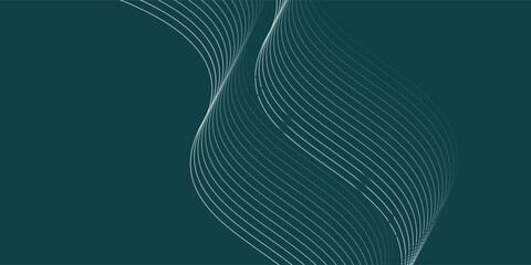 Poster - Abstract Teal Wave Lines Composition. background green wave technology vector eps10