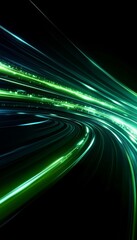 Aufkleber - Dynamic Abstract Neon Green Cyberpunk Speed Lines on Dark Backdrop with High Speed Movement Effect