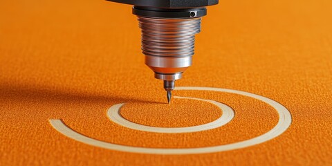 Poster - Precision CNC Router Cutting a Complex Spiral Shape in Durable Material for Industrial Applications
