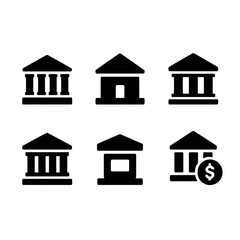 Poster - Comprehensive Set of Black Bank Building Pictograms Silhouette Icons and Signs for Financial Applications