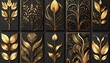 © Ayo - Gold leaf floral patterns on dark panels