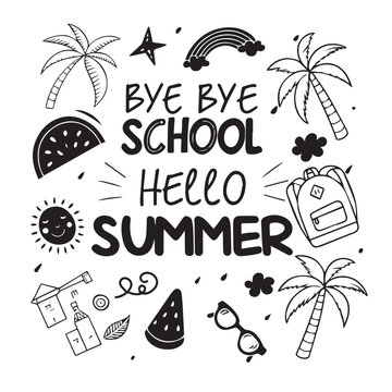 Bey Bey School Hello Summer, Enjoy Summer T-shirt Design, School out for Summer
