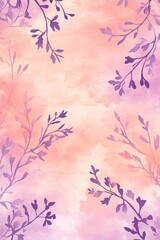 Poster - Delicate Watercolor Floral Background with Light Orange and Pale Violet Hand-Drawn Wildflowers