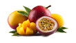 © MDNadim - Sweet fresh mangos and passion fruits isolated on a white background