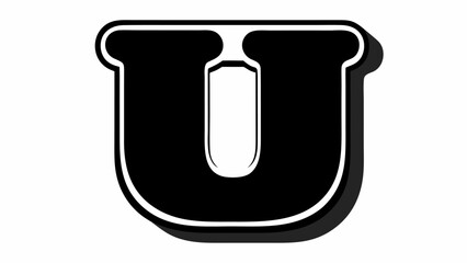Poster - Illustration of a bold black letter u with a white outline and a subtle drop shadow effect design