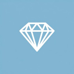 Aufkleber - Minimalist geometric design featuring a white-outlined faceted diamond shape centered on a light blue background with clear contrast.