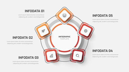 Fototapete - Infographic Presentation with Gradient Color, 5 Options and Icon