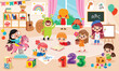 © yusufdemirci - Kindergarten Scene With Cartoon Characters