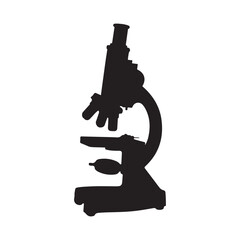 Poster - Old microscope silhouette isolated on white background. Microscope icon vector illustration