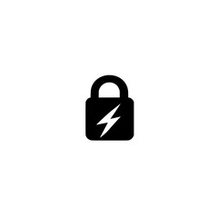 Poster - Lightning Bolt Inside Padlock Representing High Voltage Security Dynamic Power and Safety