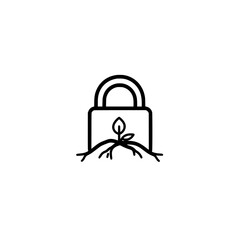 Poster - Lock Icon with Root Symbolizing Deep Security Strong Foundation and Connected Protection Concept