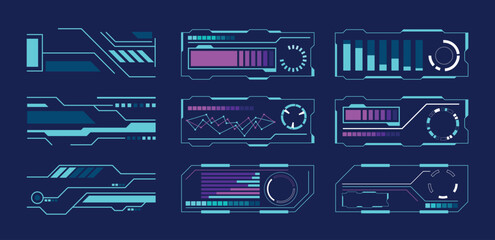 Fototapete - Futuristic Data HUD Interface Elements Vector illustration Set	
