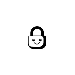 Poster - Smiling Padlock Icon Vector for Security and Privacy Concept in Flat Minimal Design Style