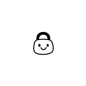 Happy Padlock Icon Symbol for Cyber Security Access and Privacy Protection Vector Art
