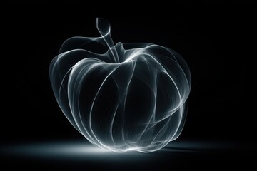 Poster - Unique artistic depiction of a glowing apple created with light trails in a dark environment